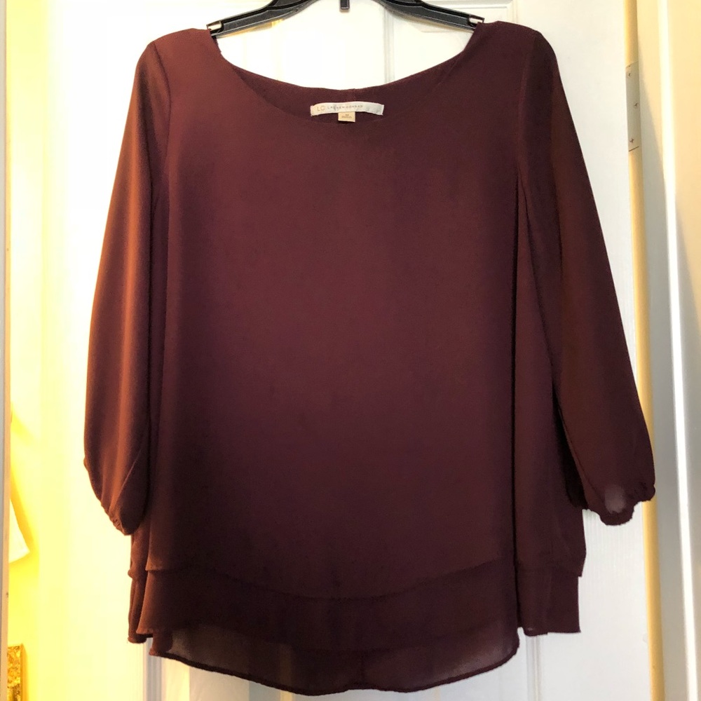 LC Lauren Conrad Flowy Maroon Blouse